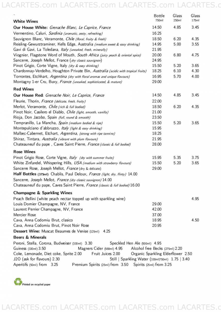  Pricelists of Clocktower Restaurant, Bar & Terrace 4 Station Road  - Photo 2 of 5