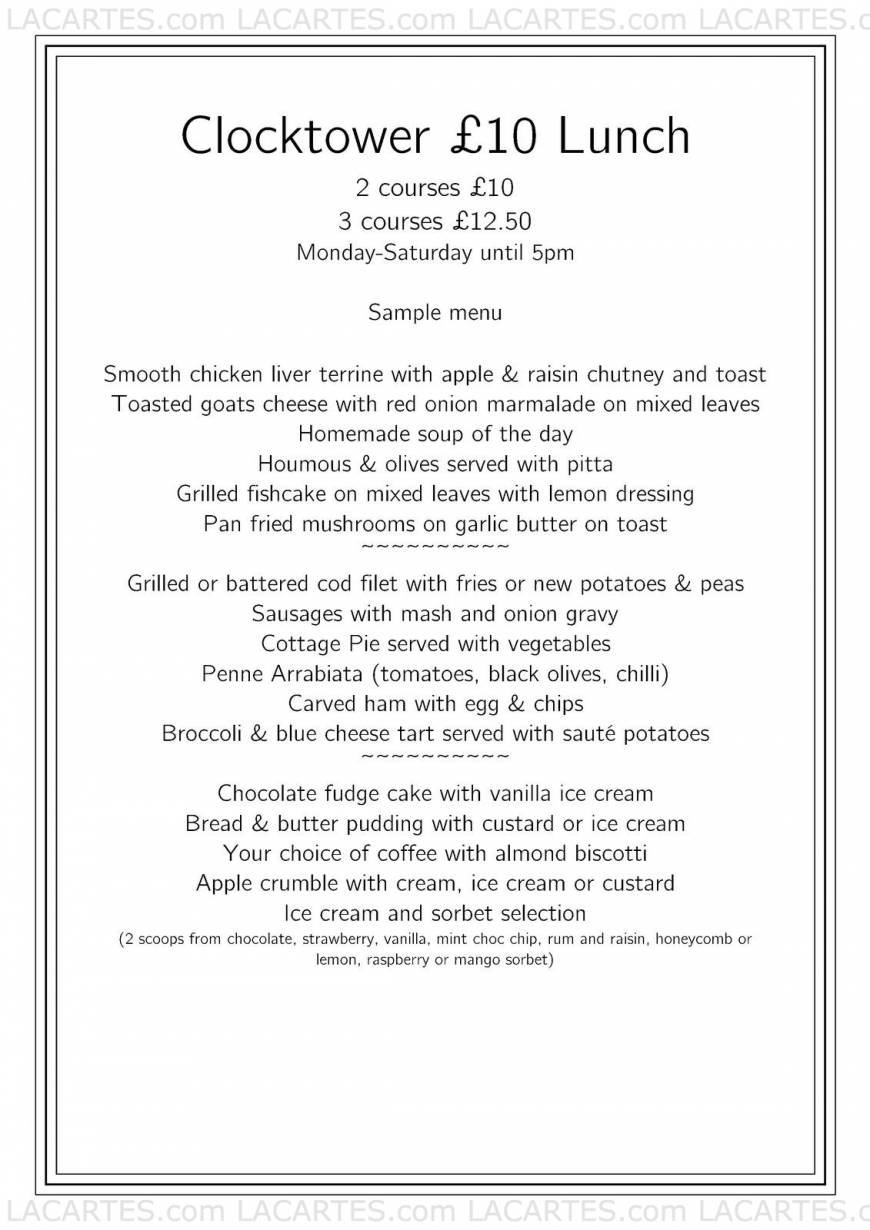  Pricelists of Clocktower Restaurant, Bar & Terrace 4 Station Road  - Photo 3 of 5