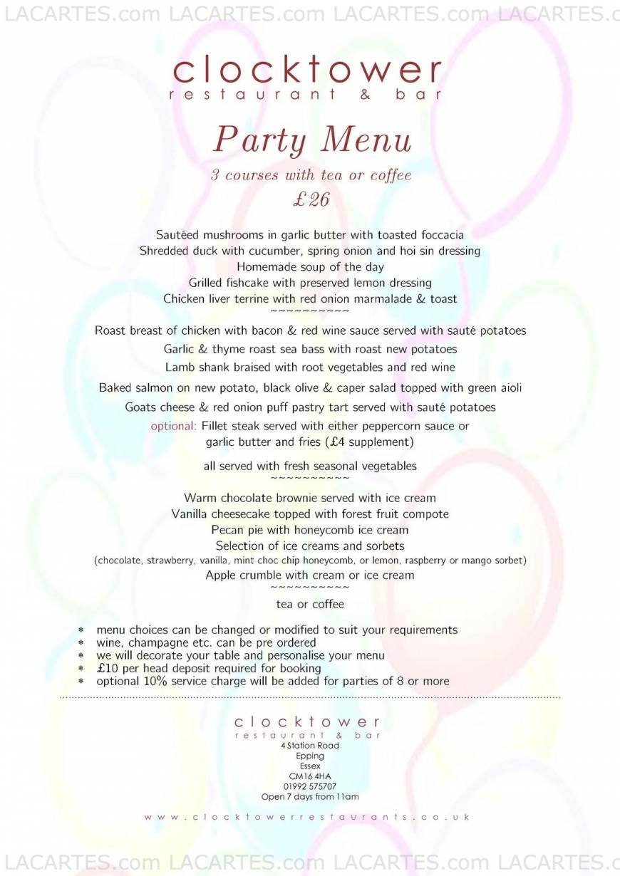  Pricelists of Clocktower Restaurant, Bar & Terrace 4 Station Road  - Photo 4 of 5