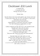 Menus & Prices, Clocktower Restaurant, Bar & Terrace, Epping