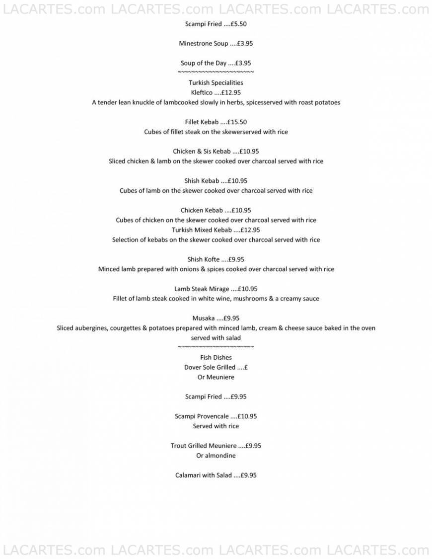  Pricelists of Mirage Steak Restaurant Ilford 740 Eastern Avenue, Newbury Park - Photo 2 of 4