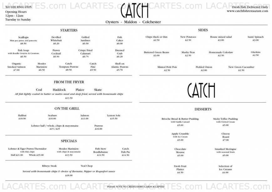  Pricelists of CATCH Fish Restaurant 147 Queens Rd - Photo 5 of 5
