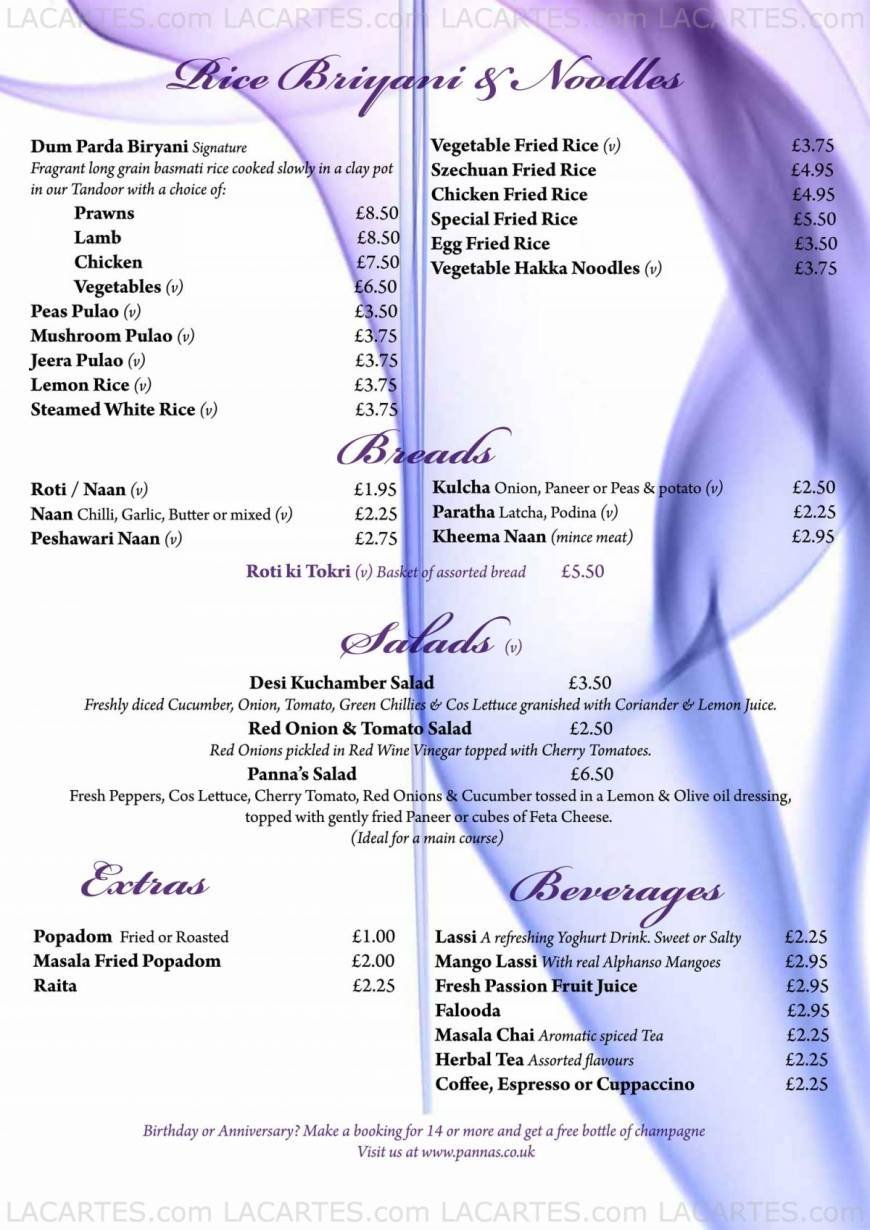  Pricelists of Panna's Restaurant The City Pavilion Collier Row Road  - Photo 5 of 7