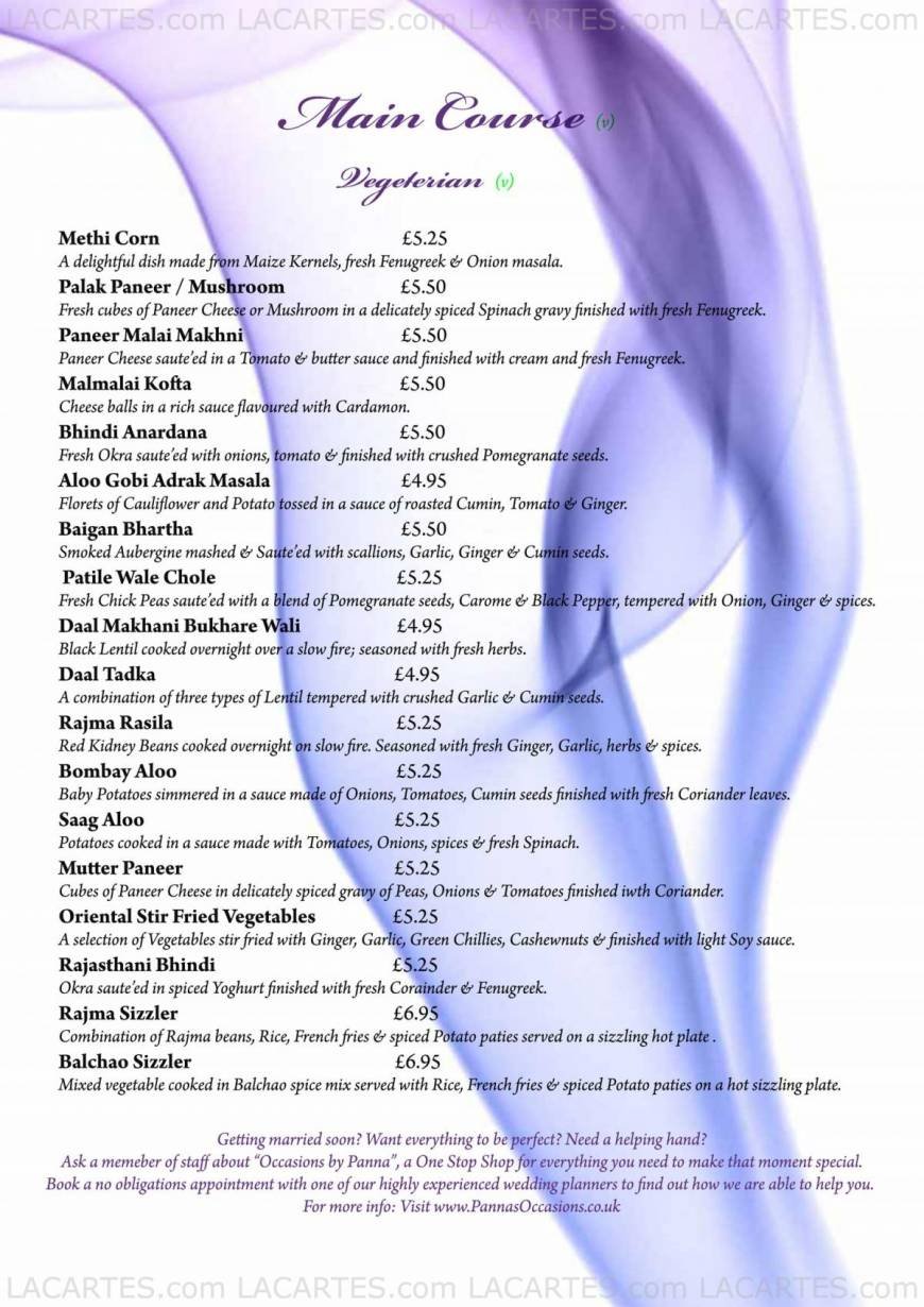  Pricelists of Panna's Restaurant The City Pavilion Collier Row Road  - Photo 6 of 7