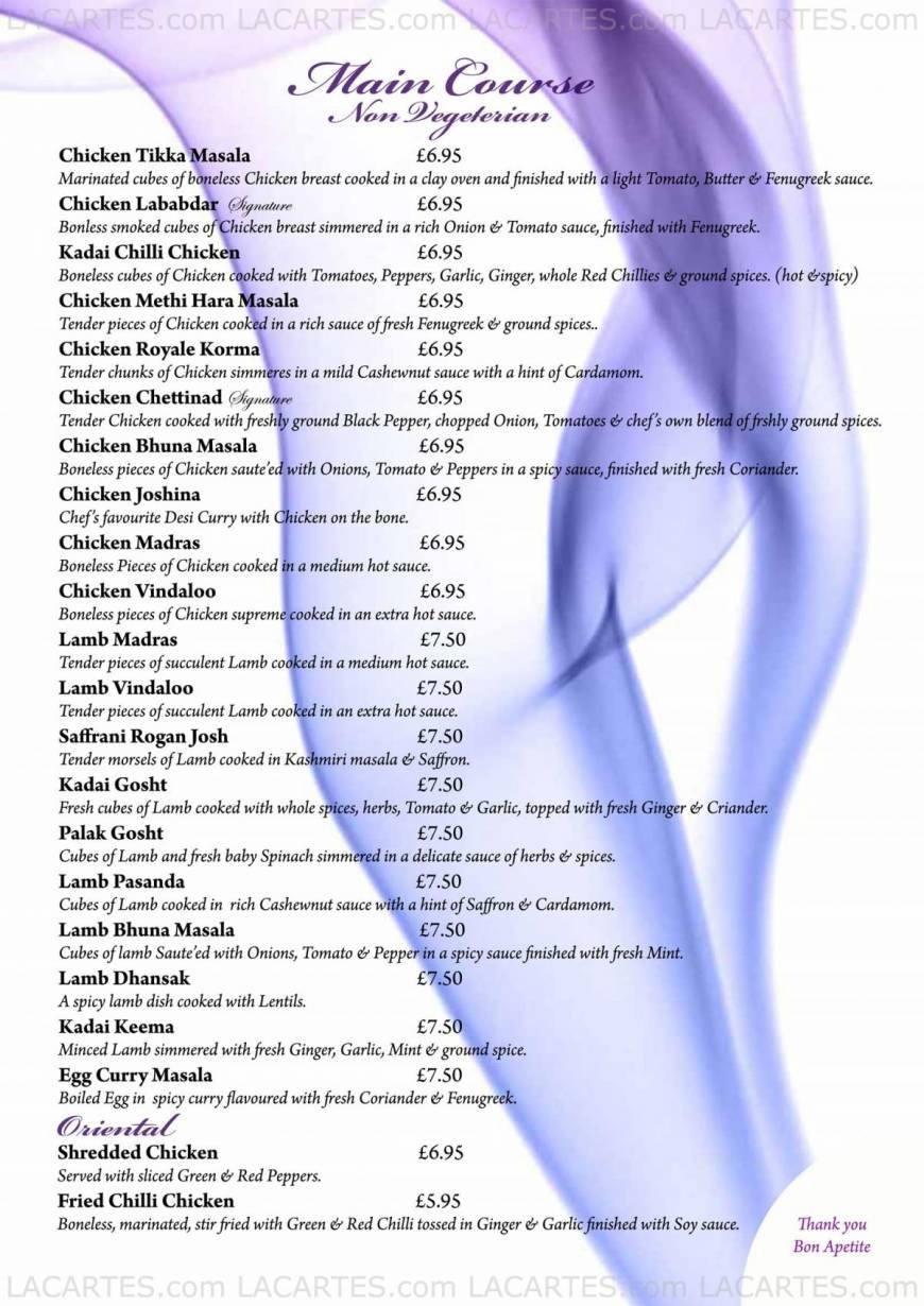  Pricelists of Panna's Restaurant The City Pavilion Collier Row Road  - Photo 7 of 7