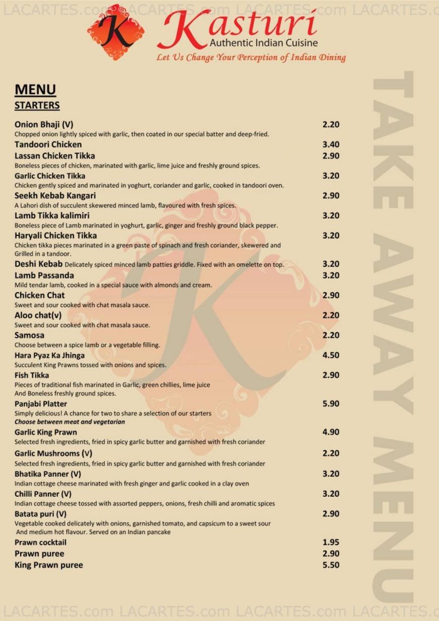  Pricelists of Kasturi Authentic Indian Cuisine 129 Crwys Road   - Photo 6 of 11