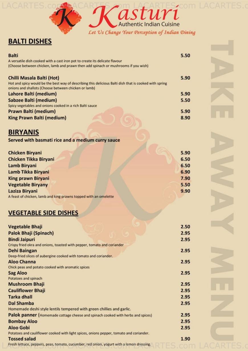  Pricelists of Kasturi Authentic Indian Cuisine 129 Crwys Road   - Photo 9 of 11