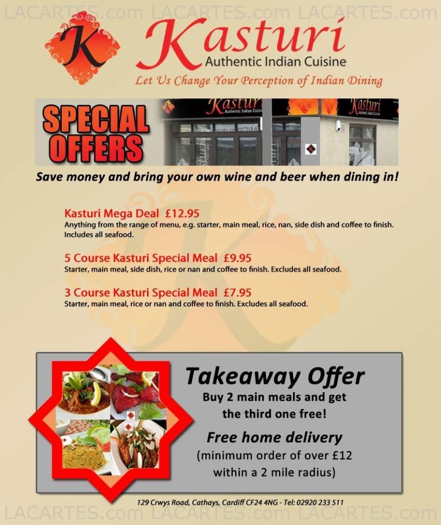  Pricelists of Kasturi Authentic Indian Cuisine 129 Crwys Road   - Photo 11 of 11