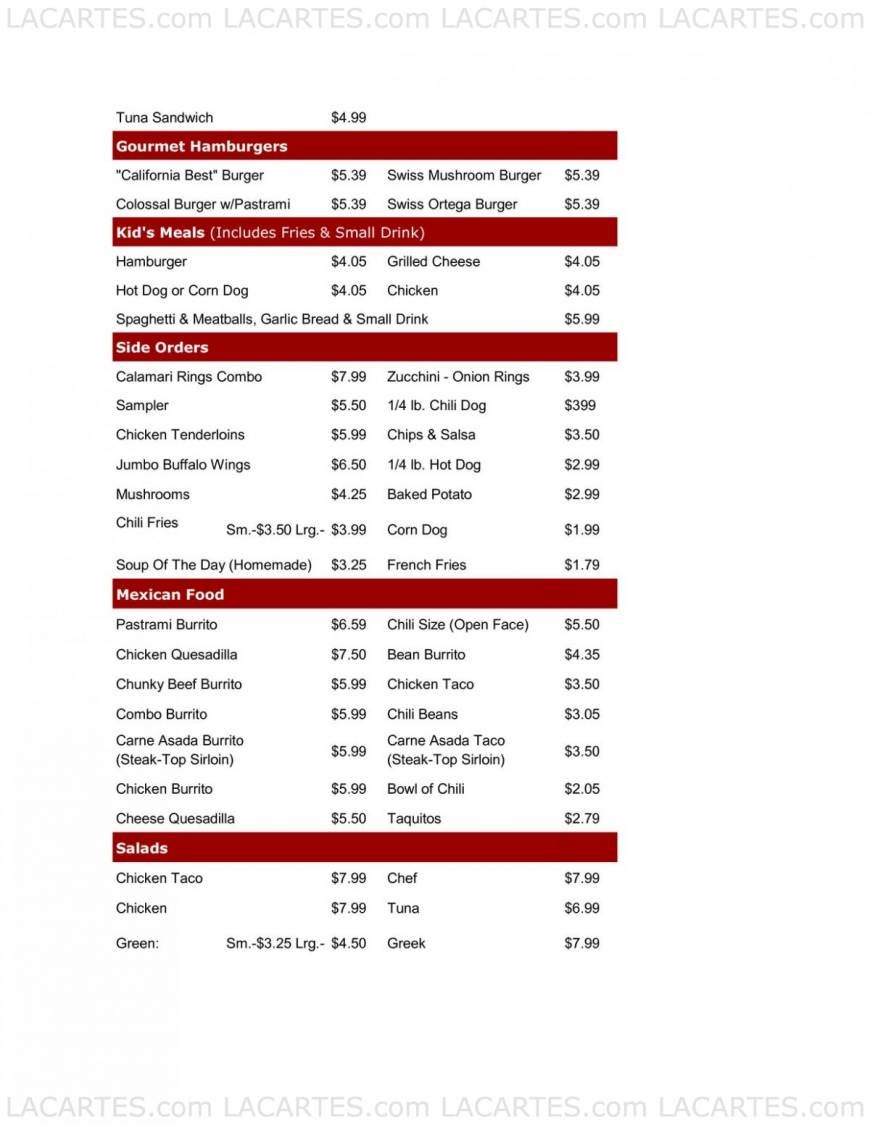  Pricelists of California Burgers 8537 Auburn Blvd - Photo 2 of 4