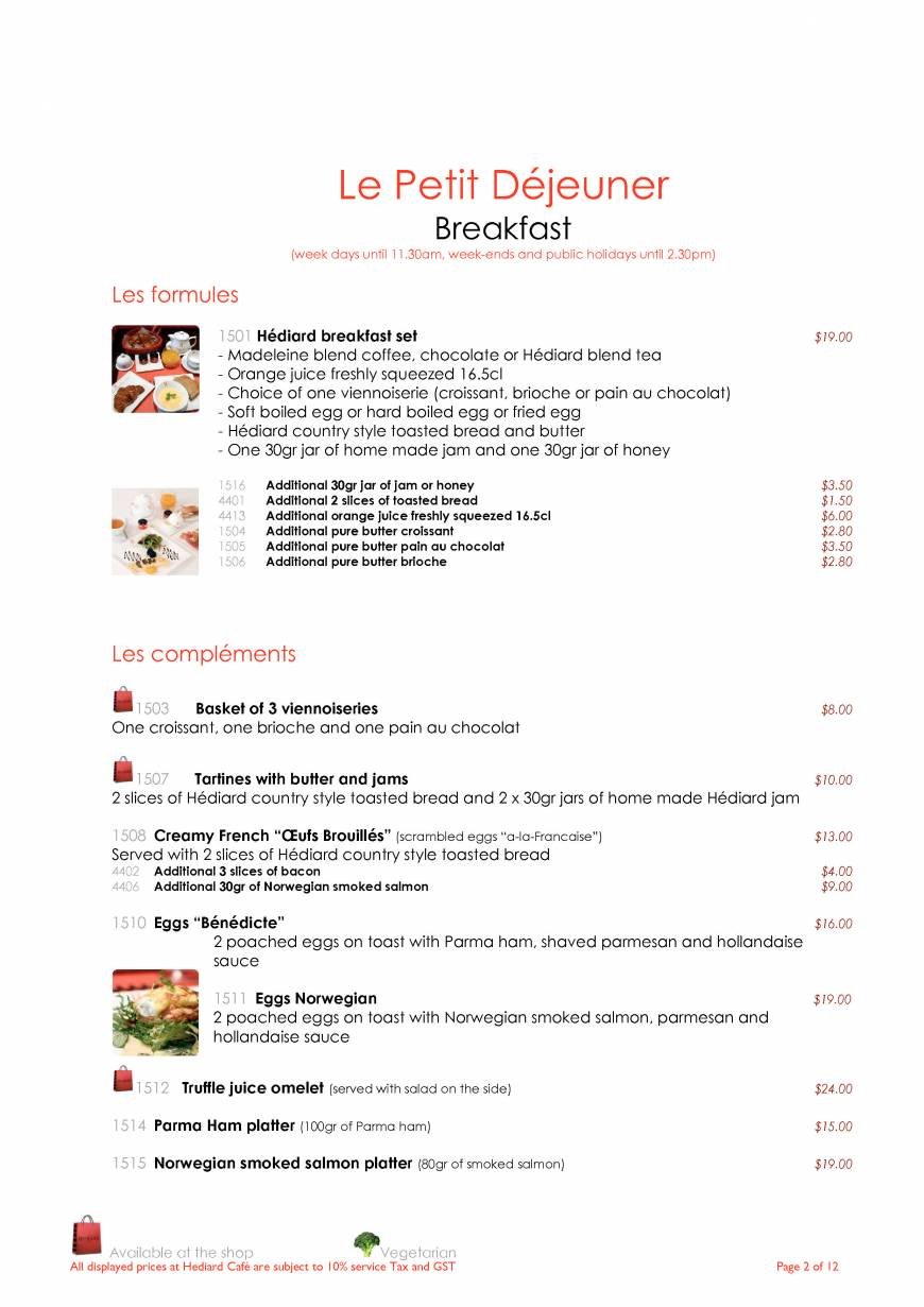  Pricelists of Hediard French Cafe & Delicatessen Boutique 123 Tanglin Road - Photo 2 of 12