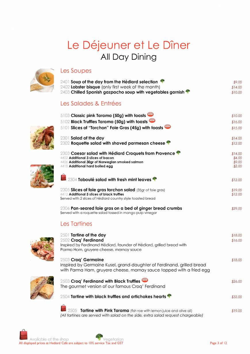  Pricelists of Hediard French Cafe & Delicatessen Boutique 123 Tanglin Road - Photo 3 of 12