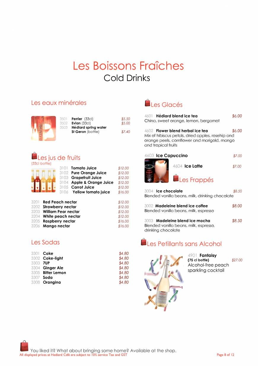  Pricelists of Hediard French Cafe & Delicatessen Boutique 123 Tanglin Road - Photo 8 of 12