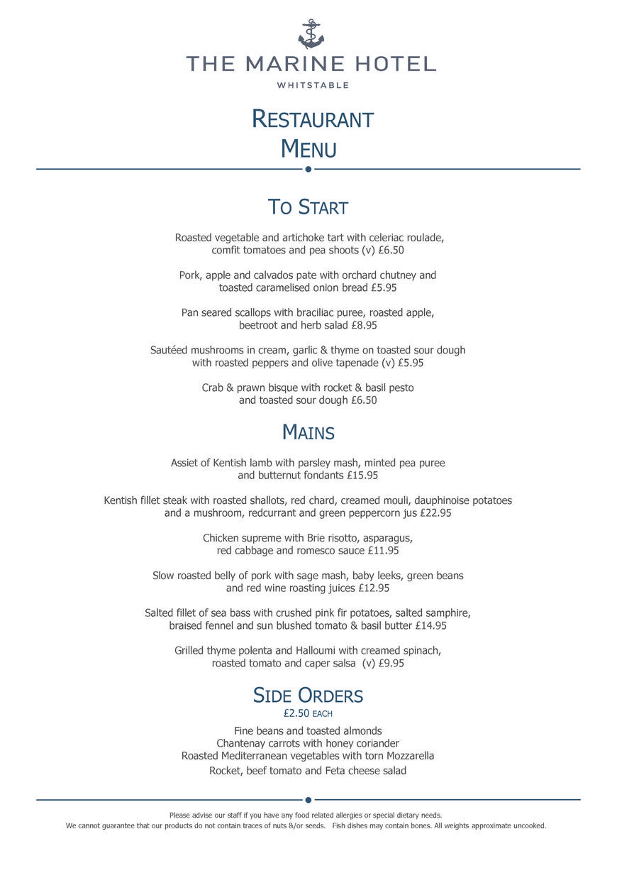  Pricelists of The Marine Hotel In Whitstable Marine Parade Tankerton - Photo 8 of 10