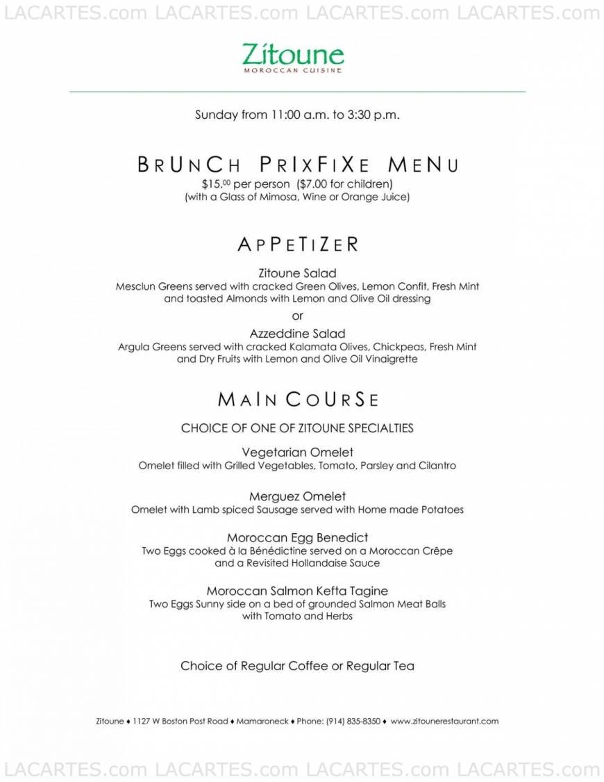 Pricelists of Zitoune Restaurant - NY 1127 W. Boston Post Rd. - Photo 10 of 25