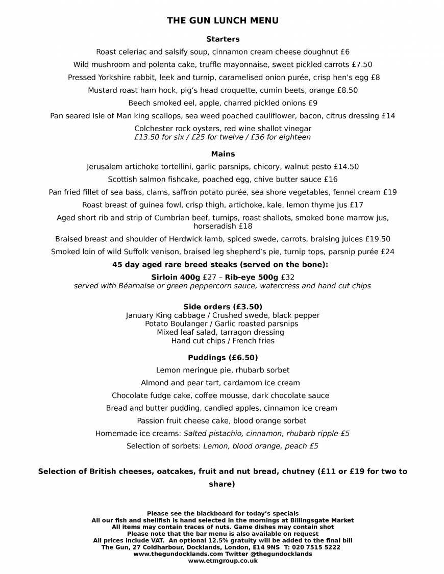  Pricelists of The Gun 27 Coldharbour Docklands - Photo 1 of 5