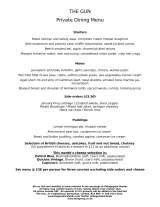 Menus & Prices, The Gun, London