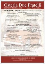 Menus & Prices, Osteria Due Fratelli, Hornchurch