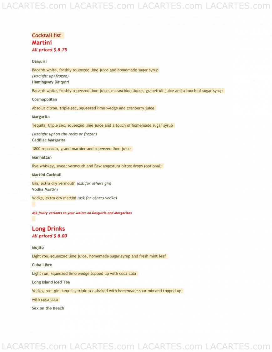  Pricelists of Guantanamera 916 W. Burbank Blvd. - Photo 1 of 11