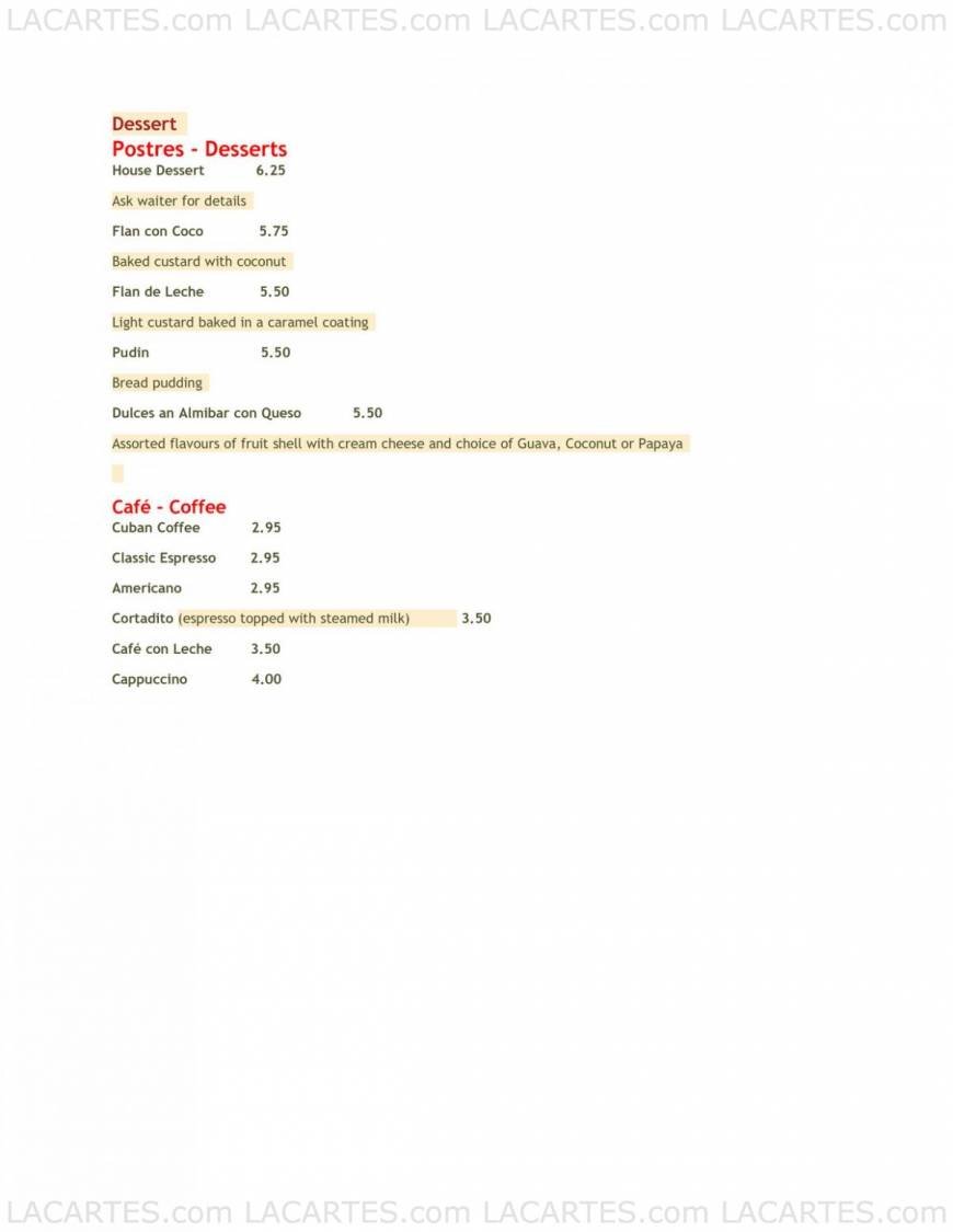  Pricelists of Guantanamera 916 W. Burbank Blvd. - Photo 3 of 11