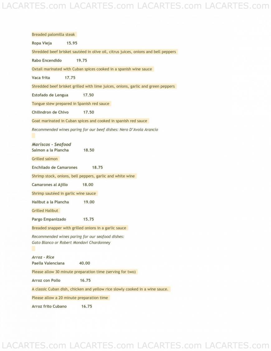  Pricelists of Guantanamera 916 W. Burbank Blvd. - Photo 6 of 11