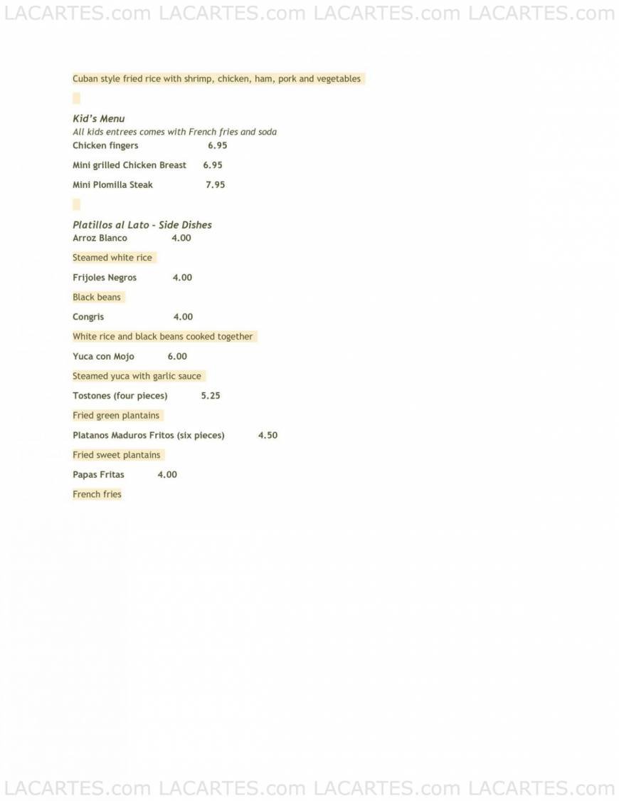  Pricelists of Guantanamera 916 W. Burbank Blvd. - Photo 7 of 11