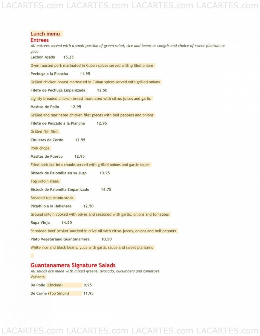  Pricelists of Guantanamera 916 W. Burbank Blvd. - Photo 8 of 11