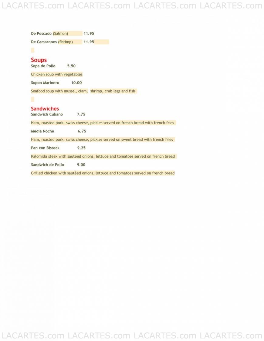  Pricelists of Guantanamera 916 W. Burbank Blvd. - Photo 9 of 11