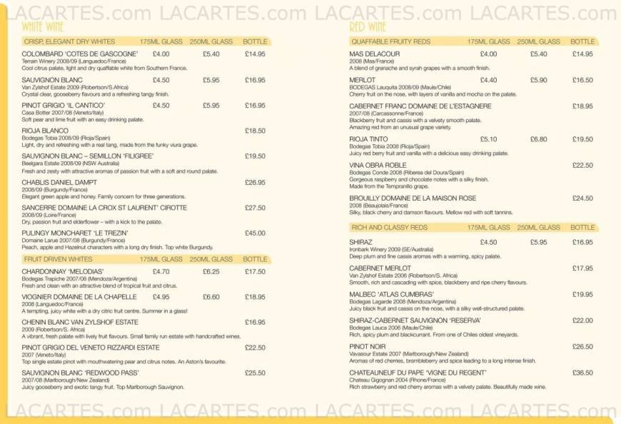  Pricelists of Aston's Champagne & Wine Bar 187 Marsh Wall - Photo 3 of 6