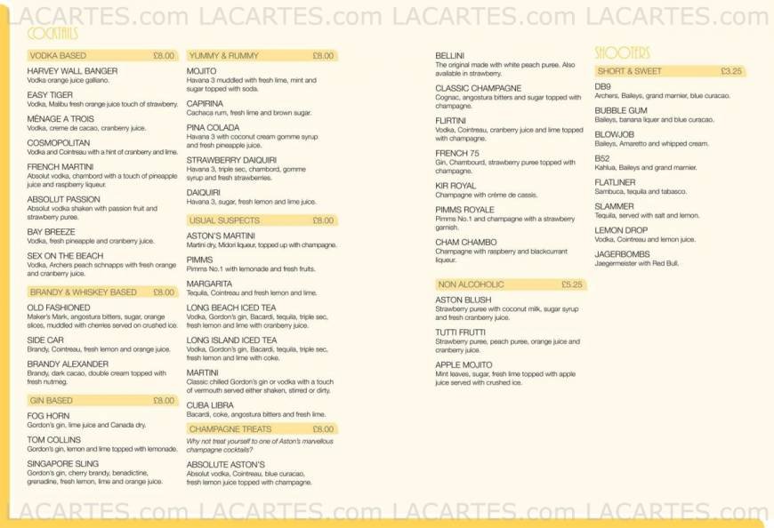  Pricelists of Aston's Champagne & Wine Bar 187 Marsh Wall - Photo 5 of 6