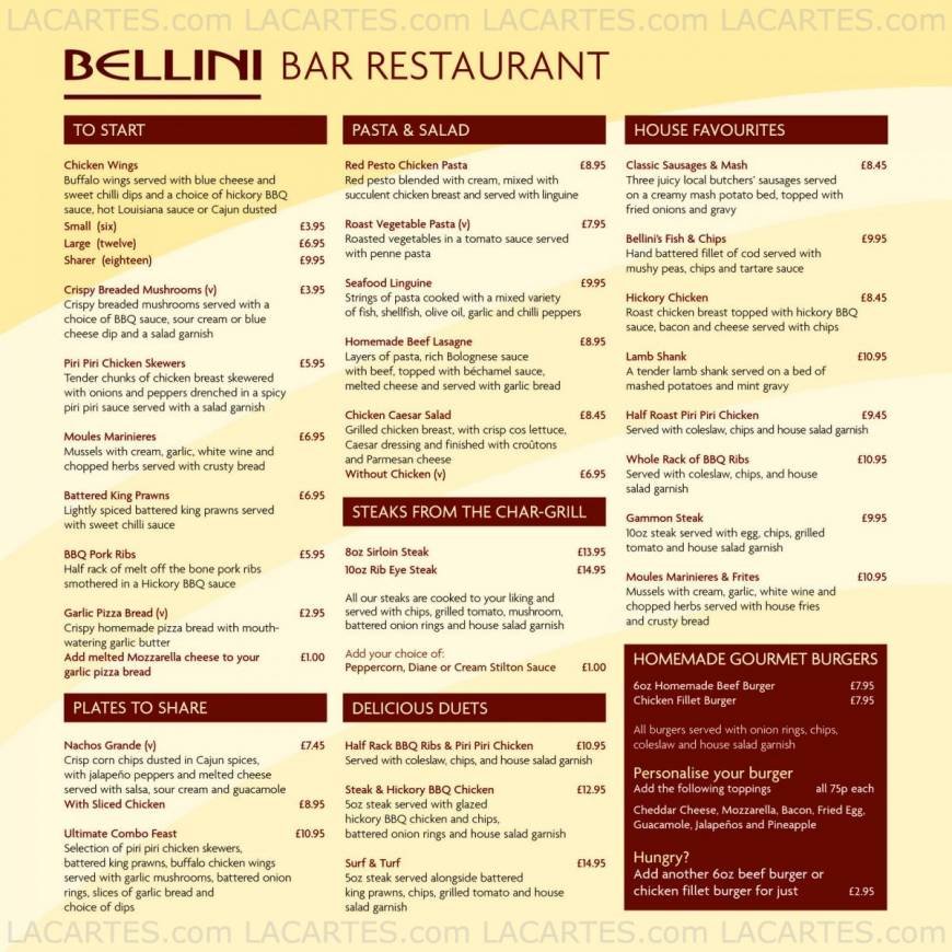 Pricelists of Bellini Bar and Restaurant 1008 - 1012 London Rd - Photo 1 of 4