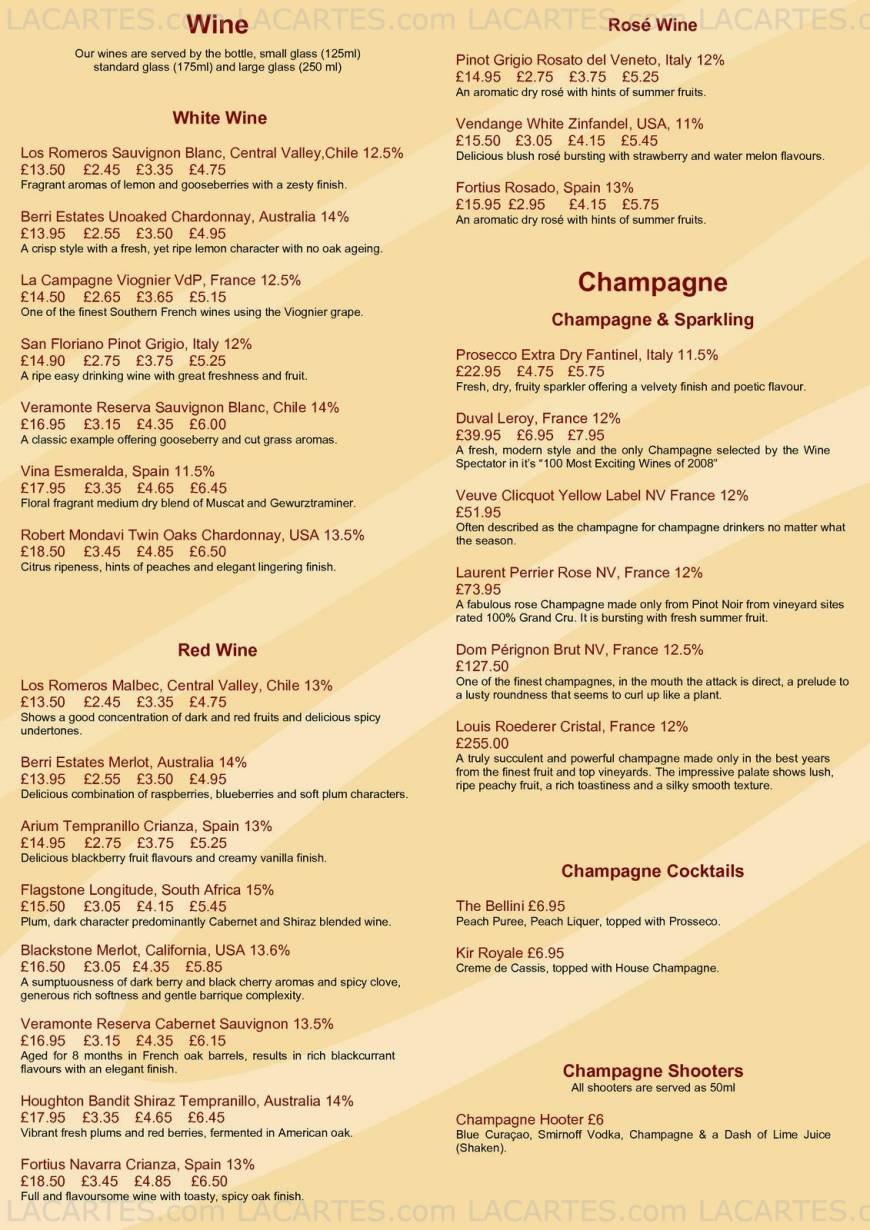  Pricelists of Bellini Bar and Restaurant 1008 - 1012 London Rd - Photo 4 of 4