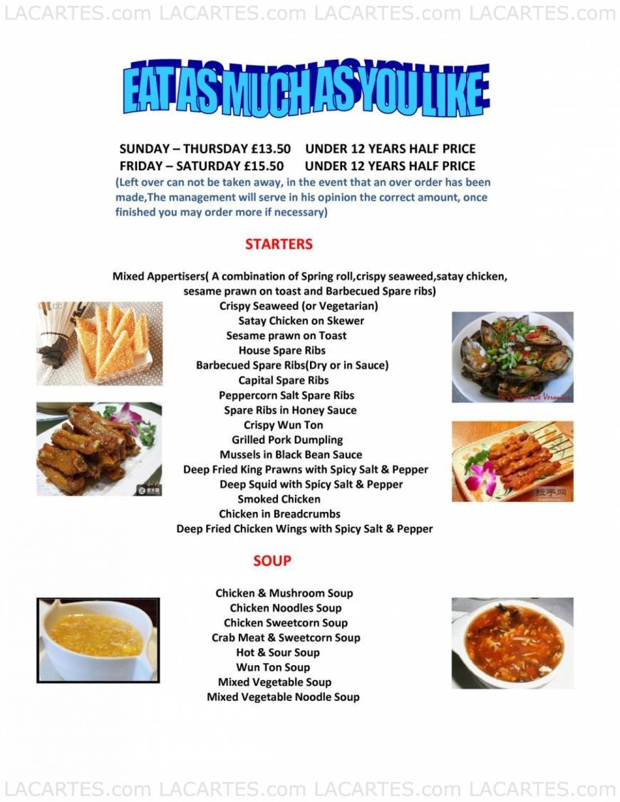  Pricelists of Yin Court Chinese Restaurant 153 St.Mary's Lane - Photo 1 of 7