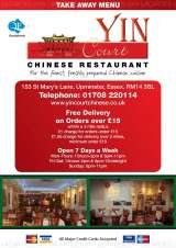 Menus & Prices, Yin Court Chinese Restaurant, Upminster