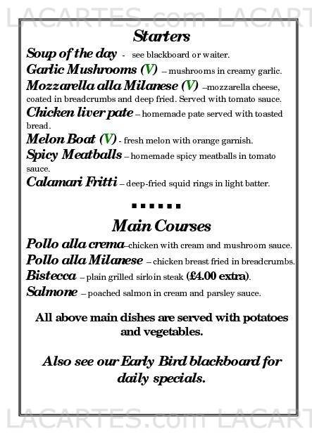  Pricelists of Da Livio Italian Restaurant Wakefield 43 Dale Street - Photo 2 of 12