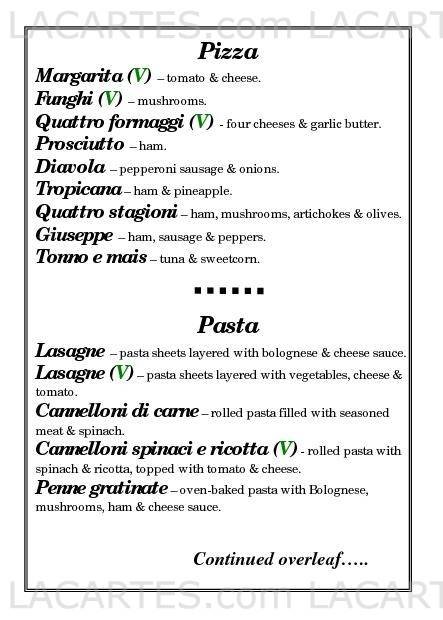  Pricelists of Da Livio Italian Restaurant Wakefield 43 Dale Street - Photo 3 of 12