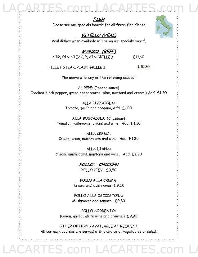  Pricelists of Da Livio Italian Restaurant Wakefield 43 Dale Street - Photo 6 of 12