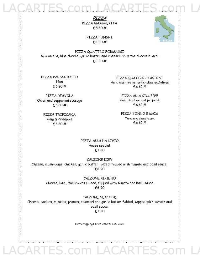  Pricelists of Da Livio Italian Restaurant Wakefield 43 Dale Street - Photo 9 of 12