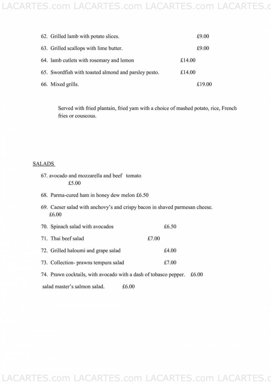  Pricelists of Flames Wine Bar & Restaurant 221 Lee High Rd Lewiham - Photo 5 of 5