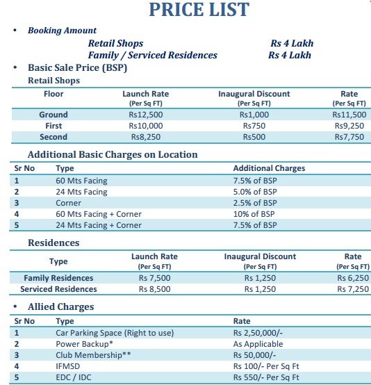  Pricelists of Tapasya 70 Grandwalk Sector -70 - Photo 2 of 3