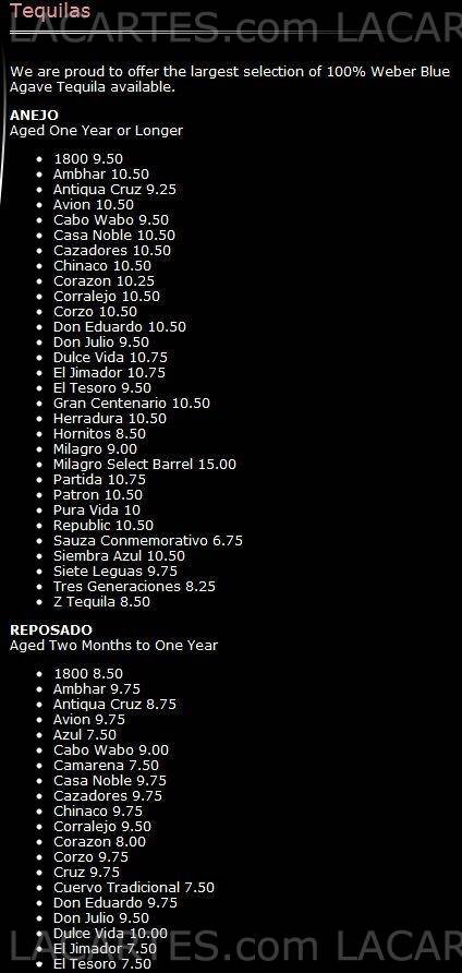  Pricelists of Iron Cactus Mexican Grill & Margarita Bar Hill Country Galleria 13420 Galleria Circle Suite A128 - Photo 21 of 23