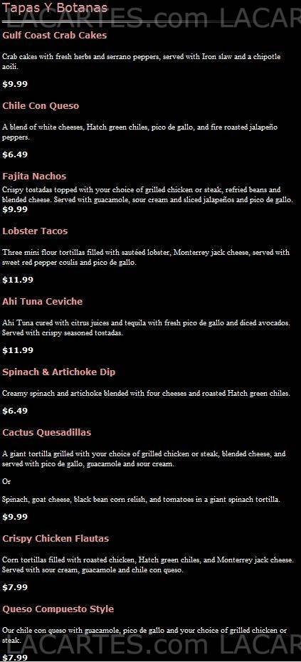  Pricelists of Iron Cactus Mexican Grill & Margarita Bar Hill Country Galleria 13420 Galleria Circle Suite A128 - Photo 17 of 23