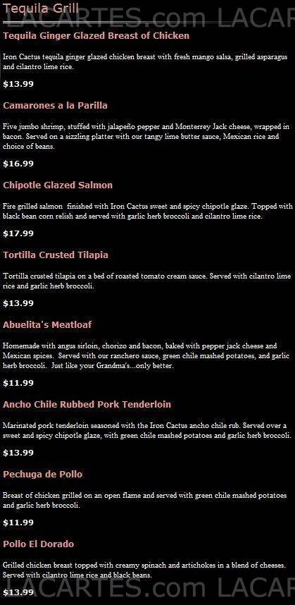  Pricelists of Iron Cactus Mexican Grill & Margarita Bar Hill Country Galleria 13420 Galleria Circle Suite A128 - Photo 14 of 23