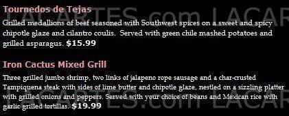  Pricelists of Iron Cactus Mexican Grill & Margarita Bar Hill Country Galleria 13420 Galleria Circle Suite A128 - Photo 1 of 23