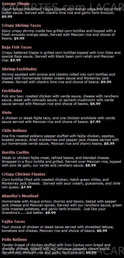  Pricelists of Iron Cactus Mexican Grill & Margarita Bar Hill Country Galleria 13420 Galleria Circle Suite A128 - Photo 5 of 23