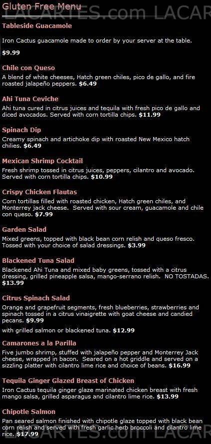  Pricelists of Iron Cactus Mexican Grill & Margarita Bar Hill Country Galleria 13420 Galleria Circle Suite A128 - Photo 3 of 23