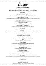 Menus & Prices, Hazev, London 