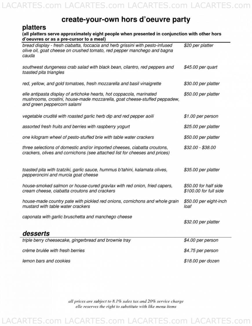  Pricelists of Elle Wine Bistro 2970 North Campbell Avenue - Photo 6 of 8