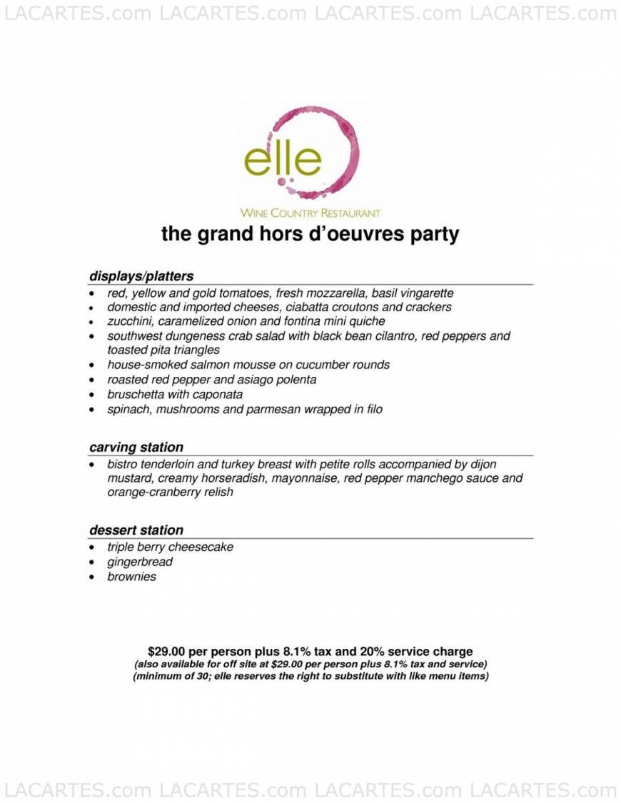  Pricelists of Elle Wine Bistro 2970 North Campbell Avenue - Photo 7 of 8