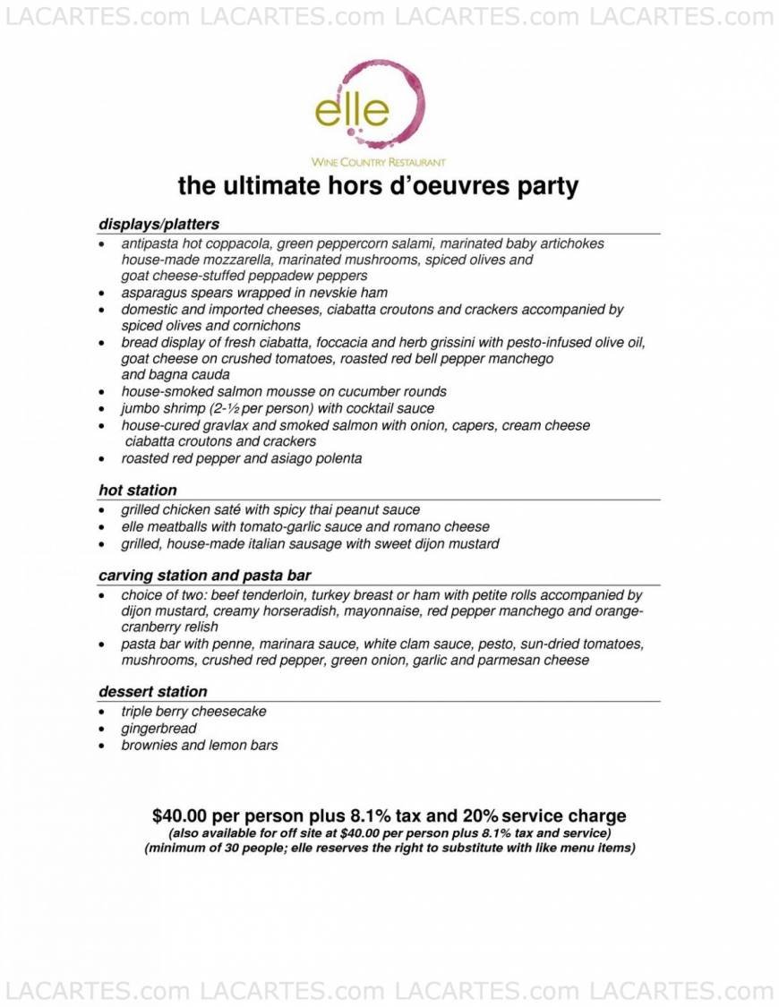  Pricelists of Elle Wine Bistro 2970 North Campbell Avenue - Photo 8 of 8