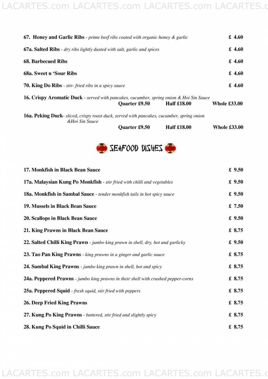  Pricelists of The Jasmine Chinese Restaurant - Kingsbridge 115 Fore Street - Photo 2 of 11